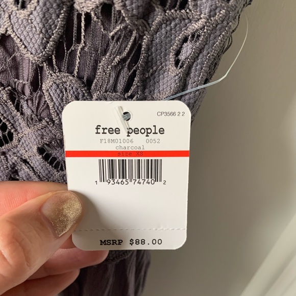 Free People FP One Adella Mini Slip Dress Charcoal - Picture 10 of 11